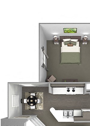 Grand Centennial Floor Plan A3 The Telluride - 1 bedroom 1 bath - 3D Grand Centennial Floor Plan A3 The Telluride - 1 bedroom 1 bath - 3D